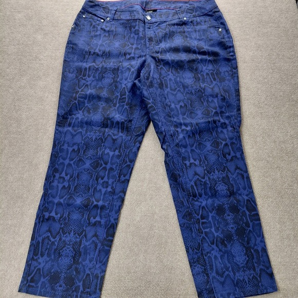 Lane Bryant Denim - Lane Bryant Size 22 Skinny Jeans Snake Print Purple Black Stretch Pants 42x29.5